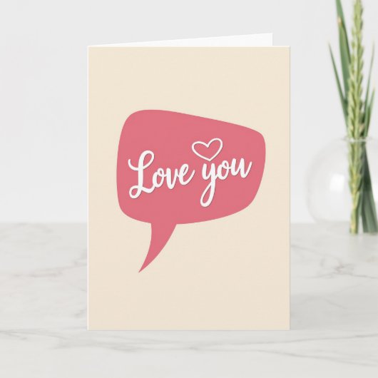 Carte Romantic Love You Script Heart Card (Devant)