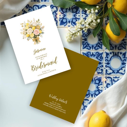 Carte Romantic Mediterranean Bouquet Bridesmaid Proposal