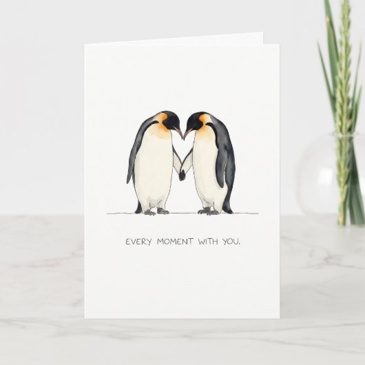 Carte Romantic Penguin Couple Greeting Card (Devant)