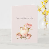 Carte Romantic Pink Rose Petals Candle Love (Fleur jaune)