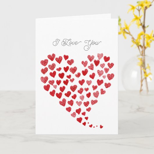 Carte Romantic Red Love Hearts  (Fleur jaune)