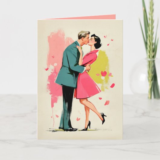 Carte Romantic Retro Couple Kiss (Devant)