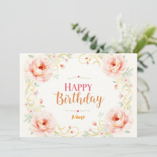 Carte Romantic Rose Gold Script (Debout devant)