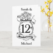 Carte Romantic Roses 12ÈME anniversaire de mariage (Fleur jaune)