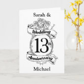 Carte Romantic Roses 13ème treizième anniversaire de mar (Fleur jaune)