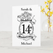 Carte Romantic Roses 14ÈME quatorzième anniversaire de m (Fleur jaune)