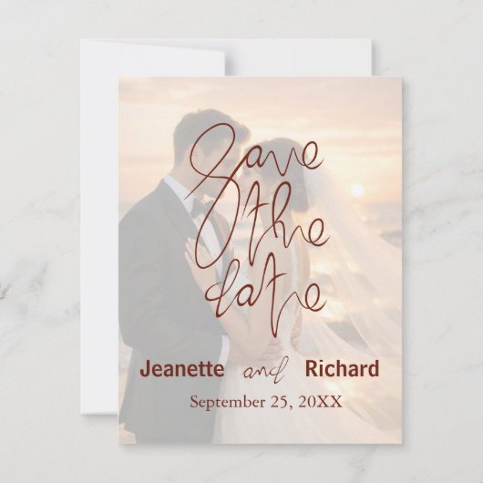 Carte Romantic Sunset Beach Wedding Save the Date (Dos)