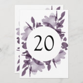Carte Romantic Watercolor Floral Amethyst Wedding Table (Devant / Derrière)