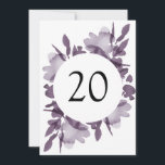 Carte Romantic Watercolor Floral Amethyst Wedding Table<br><div class="desc">numéro de tableau avec aquarelle florale en améthyste violet; échelle,  déplacer les graphiques,  customiser le cercle et la couleur arrière - plan comme souhaité</div>