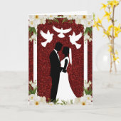 Carte Romantic Wedding Silhouette of Bride and Groom (Fleur jaune)