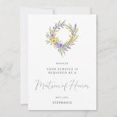 Carte Romantic Yellow Lavender Wreath Matron of Honor (Devant)