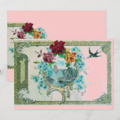 Carte ROMANTICA 3 Floral Blue Rose Wedding Party (Devant / Derrière)