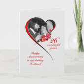 Carte Romantique 26e anniversaire de Mariage pour mari (Devant)