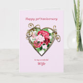 Carte Romantique 30e anniversaire Mariage Roses peints (Devant)
