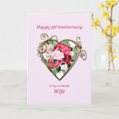 Carte Romantique 36e anniversaire Mariage Roses peints (Fleur jaune)