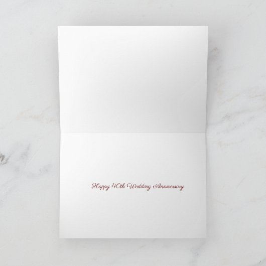 Carte Romantique 40ème Ruby Mariage Anniversaire épouse (Intérieur)