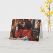 Carte romantique afro-américaine de Noël (Fleur jaune)