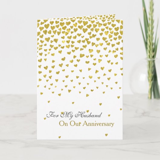 Carte Romantique amour Anniversaire Coeurs d'or (Devant)