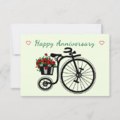 Carte romantique Anniversaire avec Vélo Fleurs (Dos)