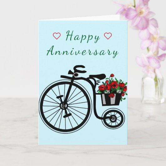Carte romantique Anniversaire avec Vélo Fleurs (Orchidée)