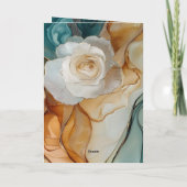 Carte Romantique Aqua Bleu Blanc Or Mariage Floral (Dos)