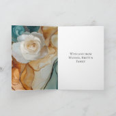 Carte Romantique Aqua Bleu Blanc Or Mariage Floral (Intérieur)