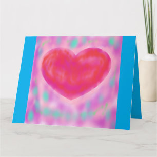 Carte romantique bleue avec pastels et cœur