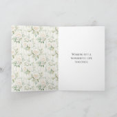 Carte Romantique Blush White Rose Floral Stripes Mariage (Intérieur)