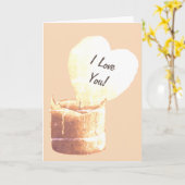 Carte romantique coeur rouge en forme de flamme amour (Fleur jaune)