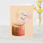 Carte romantique coeur rouge en forme de flamme amour (Fleur jaune)