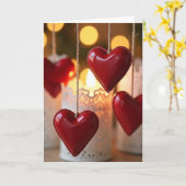 Carte Romantique Cœurs Rouges (Fleur jaune)