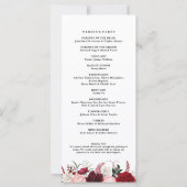 Carte Romantique Couleur d'eau Bourgogne Floral Programm (Dos)