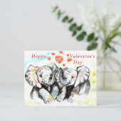 Carte Romantique Couple Elephant Valentine's Day C (Debout devant)