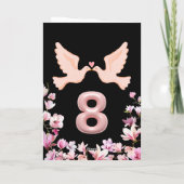 Carte romantique du 8e anniversaire avec des colom (Dos)