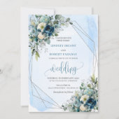 Carte romantique Dusty Blue Silver Faire-part de m (Devant)