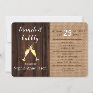 Carte Romantique Floral Burlap Vieux grange Brunch