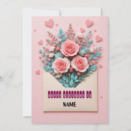 Carte Romantique Florale Anniversaire (Devant)