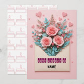 Carte Romantique Florale Anniversaire (Devant / Derrière)