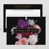 Carte Romantique Flore foncée Certificat cadeau (Devant / Derrière)