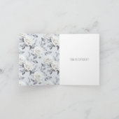Carte Romantique Gris Argent Blanc Rose Floral Merci (Intérieur)