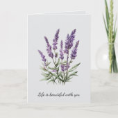 Carte Romantique Gris Violet Lavande Fête des mariées fl (Devant)