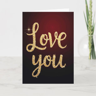 Carte Romantique « Je t'aime » avec écriture paill