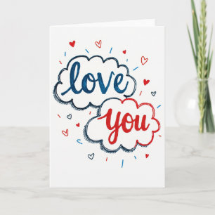 Carte romantique 'Je t'aime' gribouillée