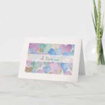 Carte romantique « Je t'aime nous » avec cœurs pas