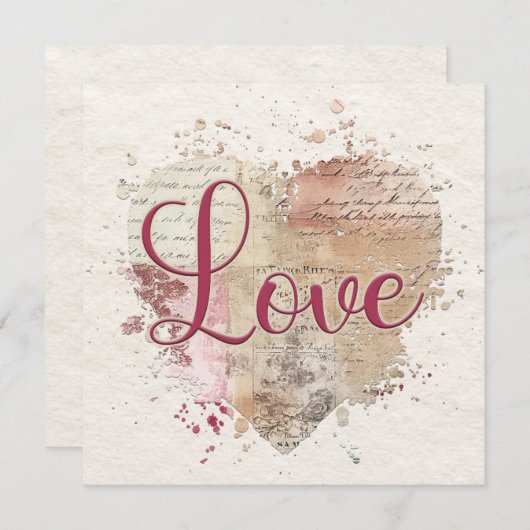 Carte Romantique Love Heart Note (Devant / Derrière)