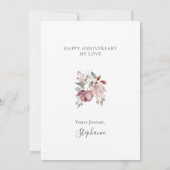 Carte Romantique Mauve Floral Mariage Anniversaire (Dos)
