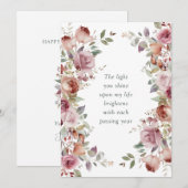 Carte Romantique Mauve Floral Mariage Anniversaire (Devant / Derrière)