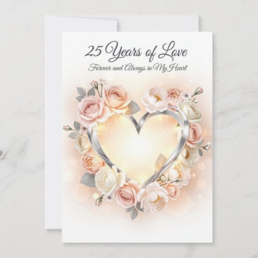 Carte romantique pour les 25 ans de mariage (Devant)