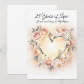 Carte romantique pour les 25 ans de mariage (Devant / Derrière)