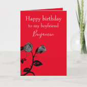 Carte Romantique Red & Black Rose Boyfriend's Birthday (Devant)